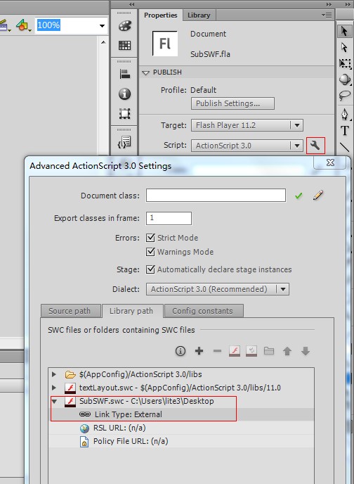 在Flash CS6中导入外部swc